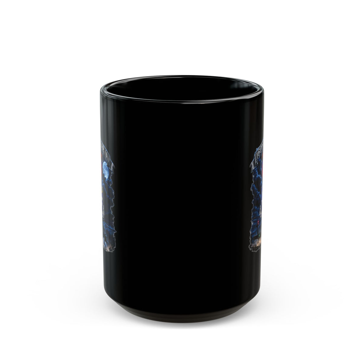 Black Mug  (15oz) - USASOAC - SSI, 160th Special Operations Regiment Airborne  DUI with Scene Blackhawk - 3D - Enhanced