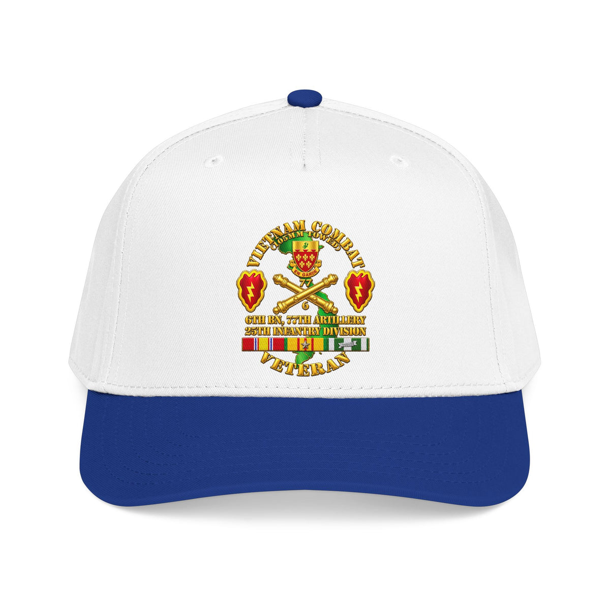 Mid Profile Baseball Cap - Army - Vietnam Combat Veteran w 6th Bn 77th Artillery DUI -25th Infantry Div - 3D - Transparent