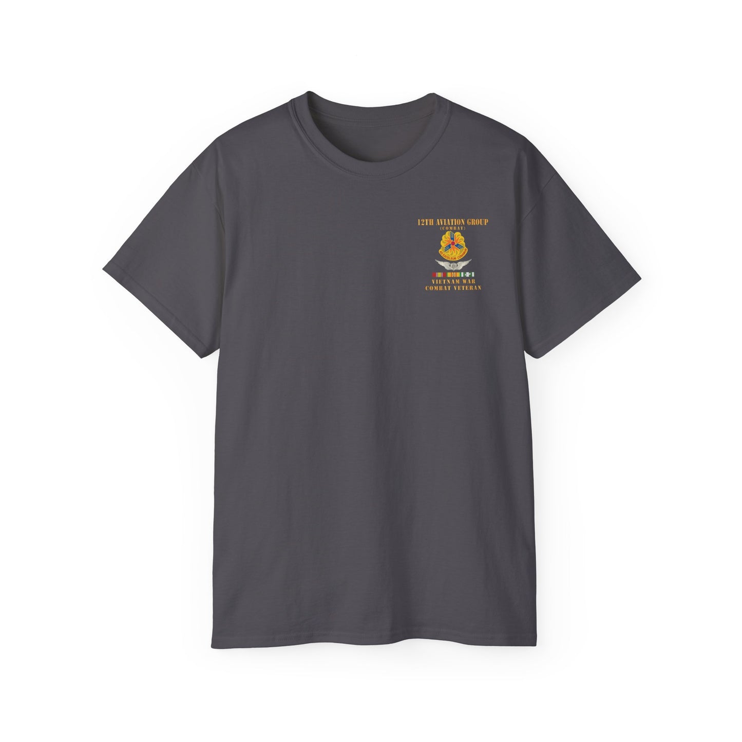 Unisex Ultra Cotton Tee - Army - 12th  AVN Group, Combat -  DUI - Aircrew, Vietnam War - Veteran VN SVC X 300