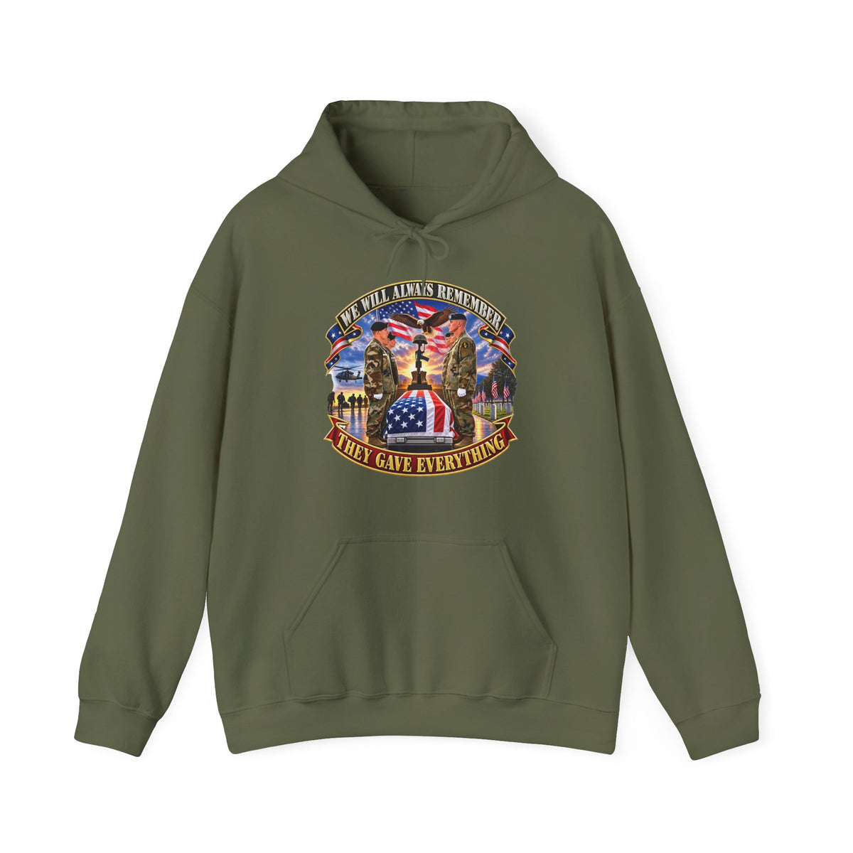 Hoodie — Emblem - We Will Always Remember - They Gave Everything - 3D - Enhanced