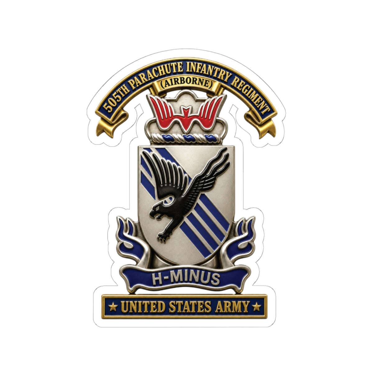 Kiss-Cut Stickers - Army - 505th Parachute Infantry Regiment (PIR) - DUI - United States Army - 3D - Enhanced