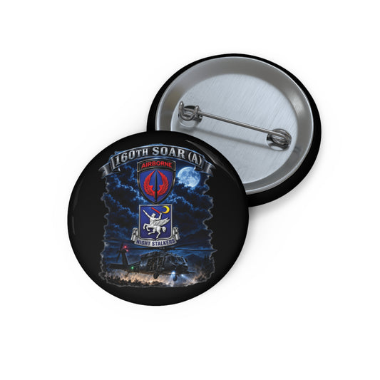 Custom Pin Buttons - USASOAC - SSI, 160th Special Operations Regiment Airborne  DUI with Scene Blackhawk - 3D - Enhanced