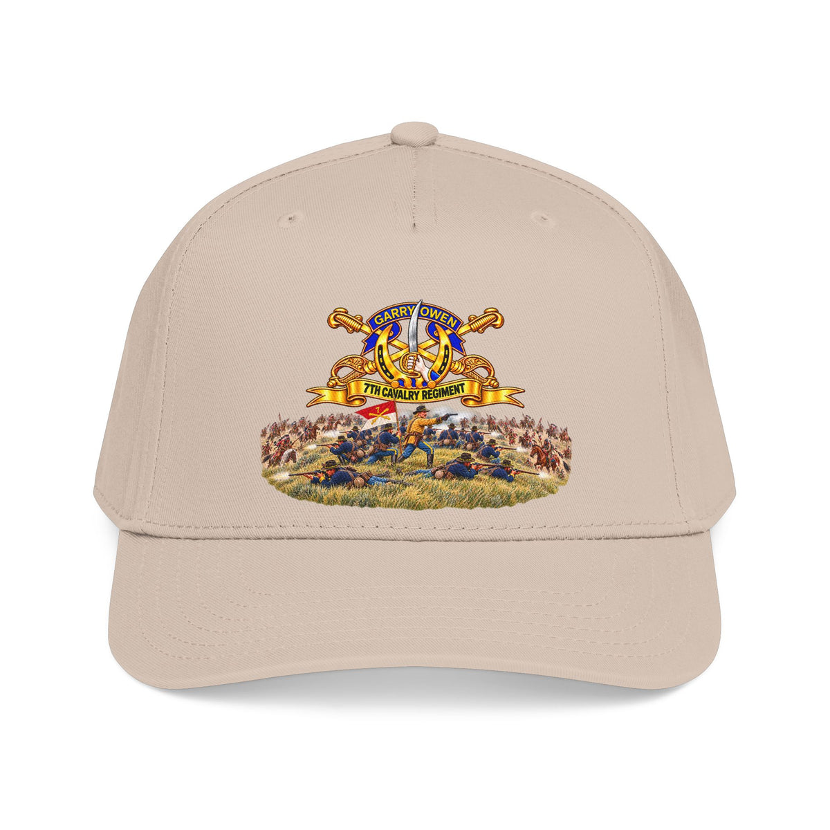 Mid Profile Baseball Cap - 7th Cavalry Regiment - DUI, Br, Ribbon w  Battle of Little Big Horn Scene - 3D - Transparent