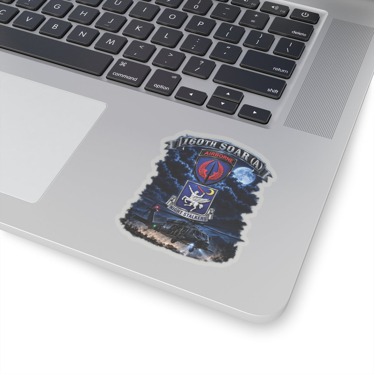 Kiss-Cut Stickers - USASOAC - SSI, 160th Special Operations Regiment Airborne  DUI with Scene Blackhawk - 3D - Enhanced