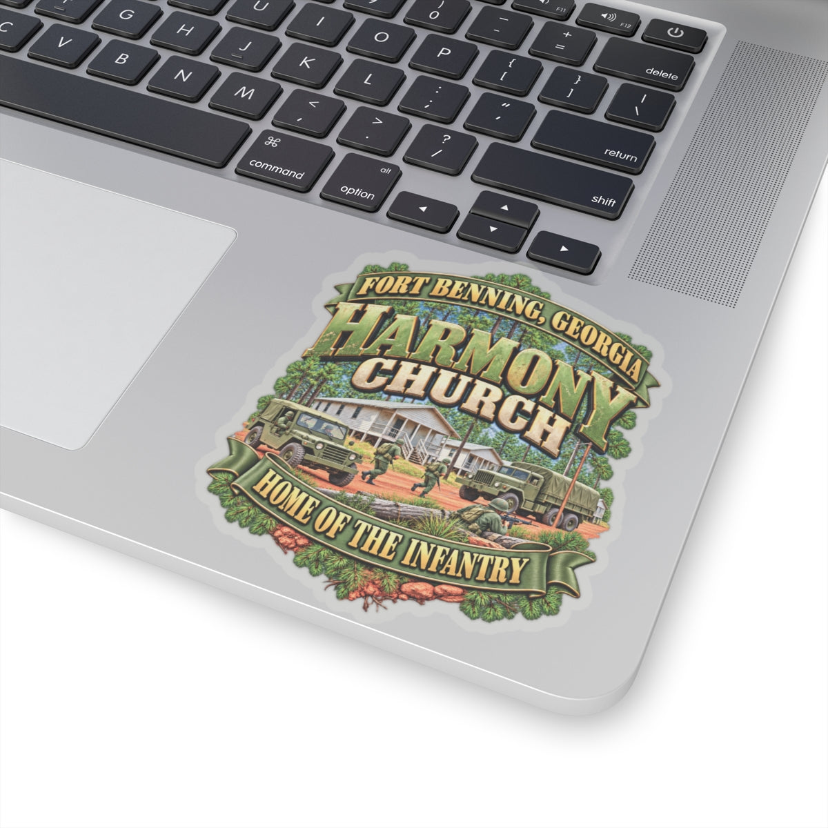 Kiss-Cut Stickers - Fort Benning, Georgia, Harmony Church - Home of the Infantry - 3D - Enhanced