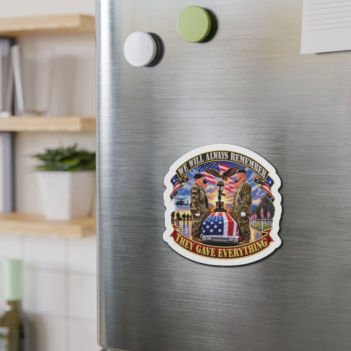 Die-Cut Magnets — Emblem - We Will Always Remember - They Gave Everything - 3D - Enhanced