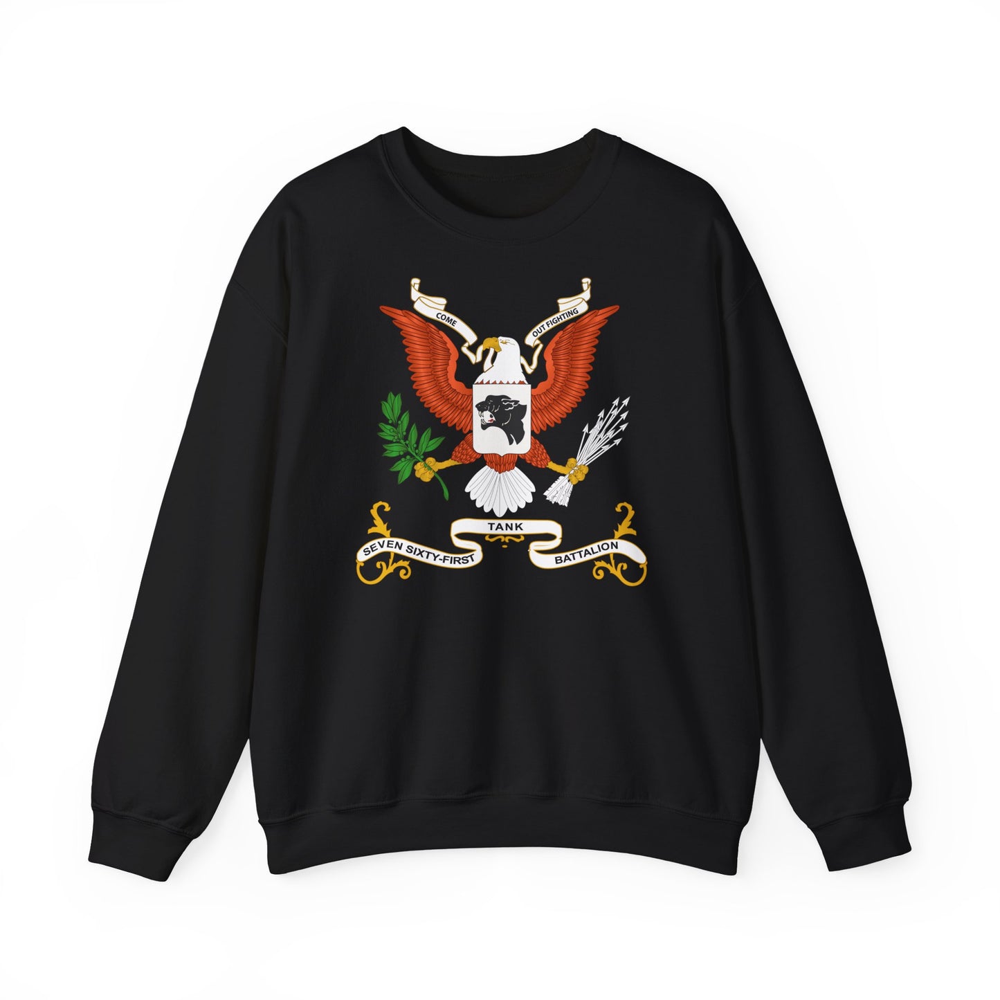 Crewneck Sweatshirt - Army - Regimental Colors - 761st Tank Battalion - Come Out Fighting