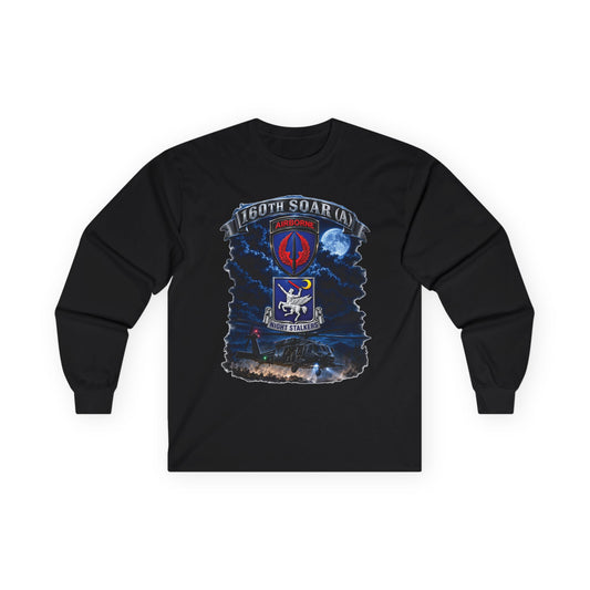 Unisex Ultra Cotton Long Sleeve Tee - USASOAC - SSI, 160th Special Operations Regiment Airborne  DUI with Scene Blackhawk - 3D - Enhanced