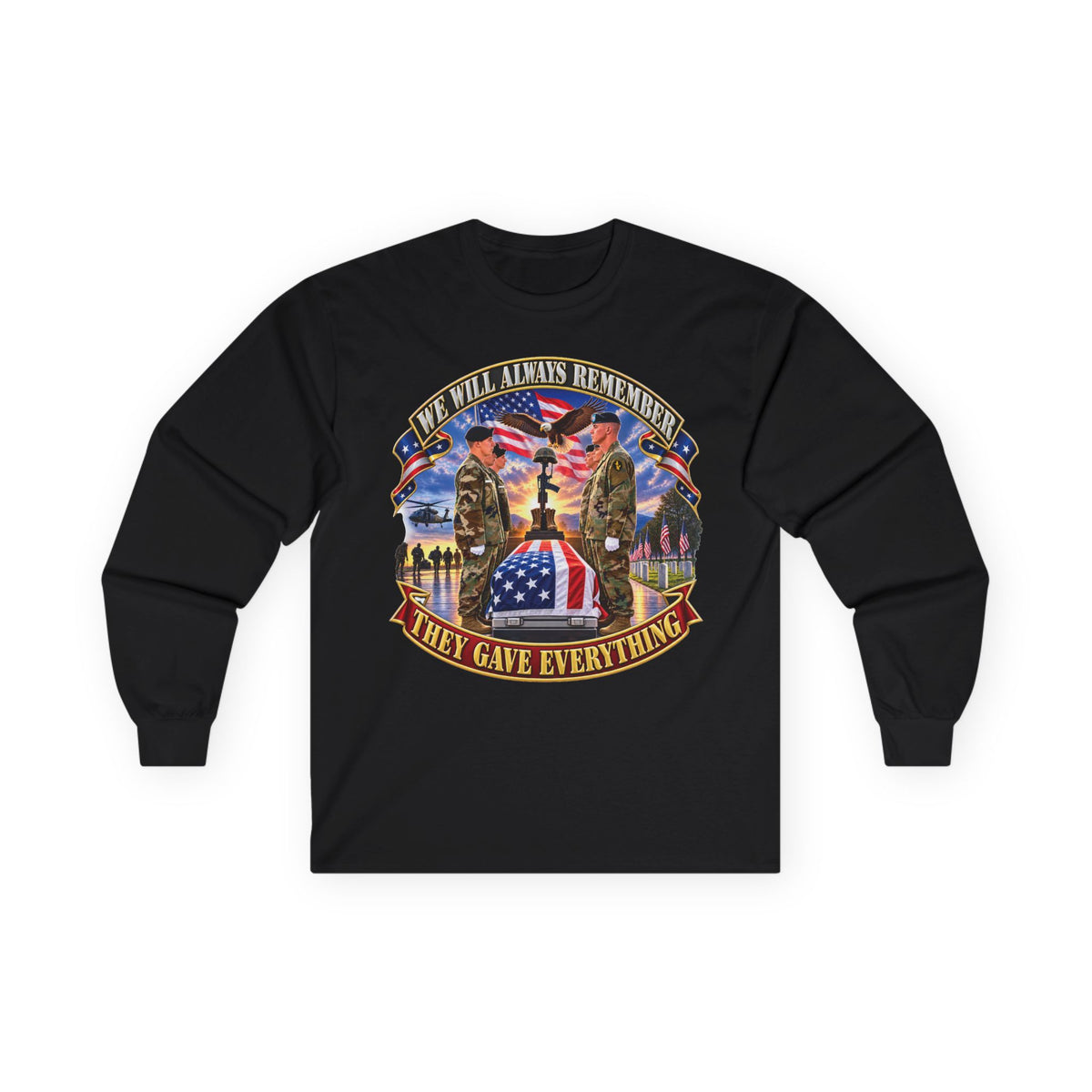 Unisex Ultra Cotton Long Sleeve Tee - Emblem - We Will Always Remember - They Gave Everything - 3D - Enhanced