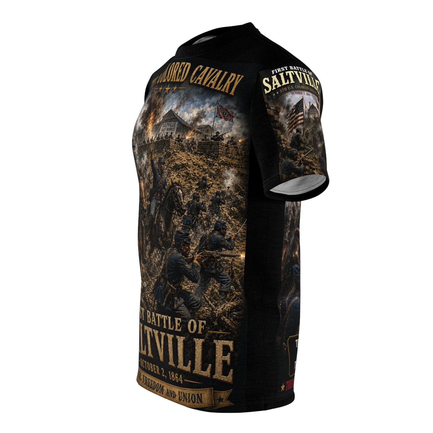 5th U.S. Colored Cavalry - First Battle of Saltville - Tribute Tee - Saltville, Virginia  - October 2, 1864  - For Freedom and Union