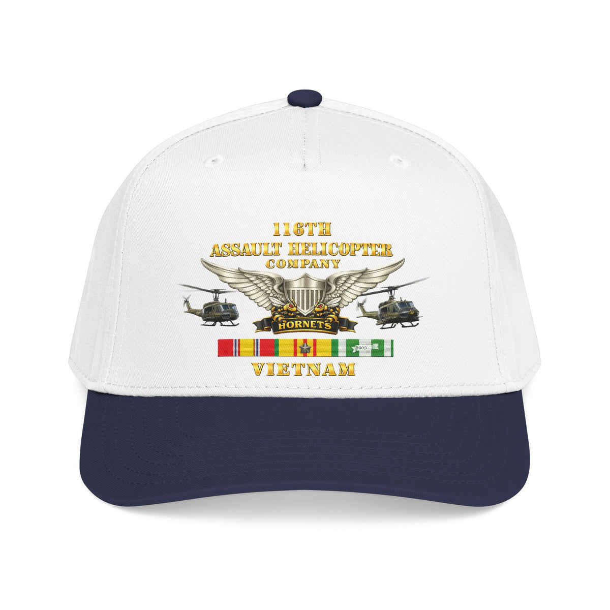Mid Profile Baseball Cap - Army - 116th Assault Helicopter Co w  Aviator Badge w VN SVC - HORNETS - Side X Side - 3D - Enhanced