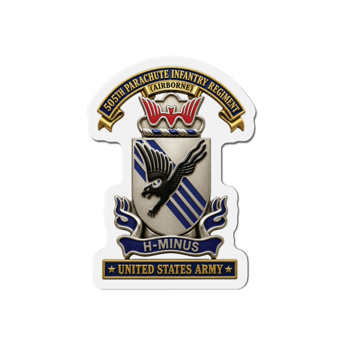 Die-Cut Magnets — Army - 505th Parachute Infantry Regiment (PIR) - DUI - United States Army - 3D - Enhanced