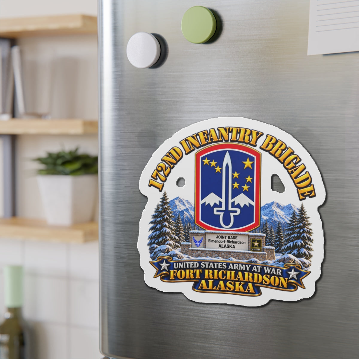 Die-Cut Magnets — 172nd Infantry Brigade - Ft Richardson, Alaska - 3D - Enhanced