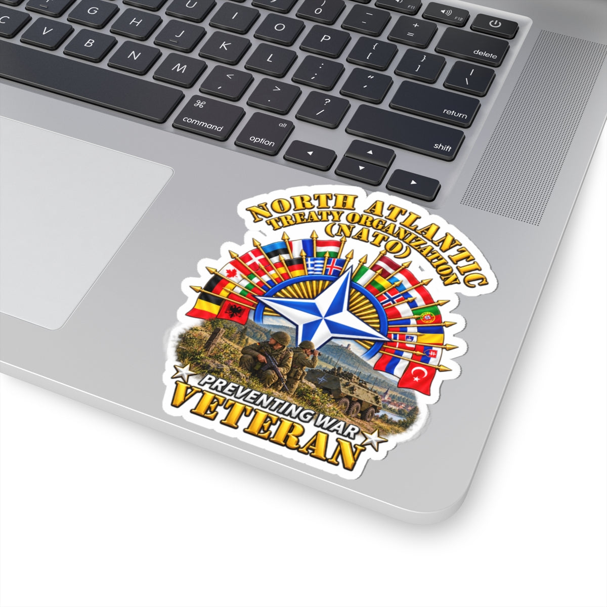 Kiss-Cut Stickers - NATO - Polished NATO Veteran - with flags - Military Scene - 3D - Transparent