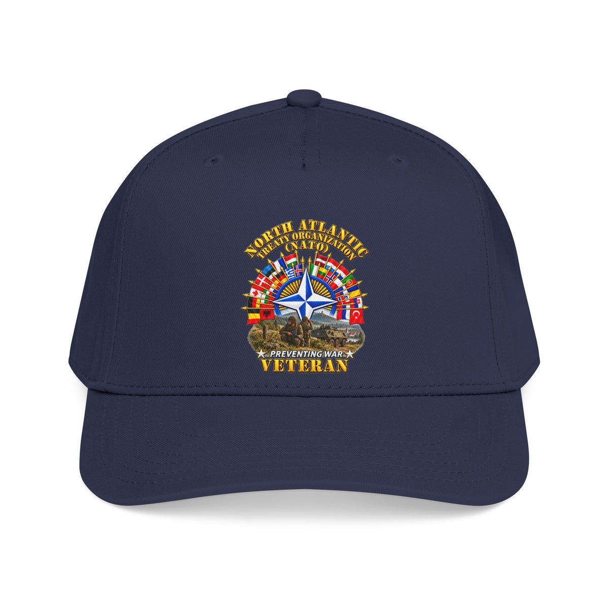 Mid Profile Baseball Cap - NATO - Polished NATO Veteran - with flags - Military Scene - 3D - Transparent
