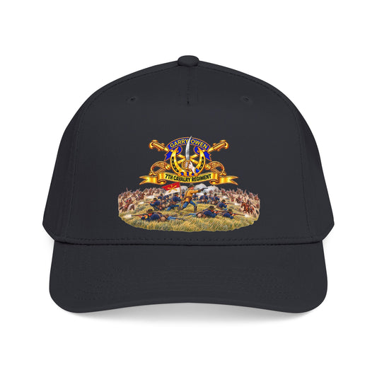 Mid Profile Baseball Cap - 7th Cavalry Regiment - DUI, Br, Ribbon w  Battle of Little Big Horn Scene - 3D - Transparent