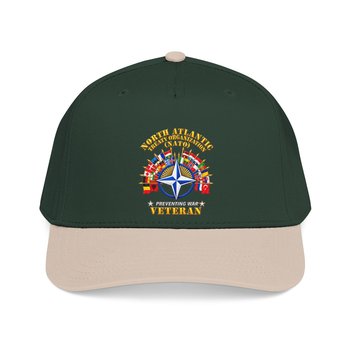 Mid Profile Baseball Cap - NATO - Polished NATO Veteran - with flags - 3D - Transparent