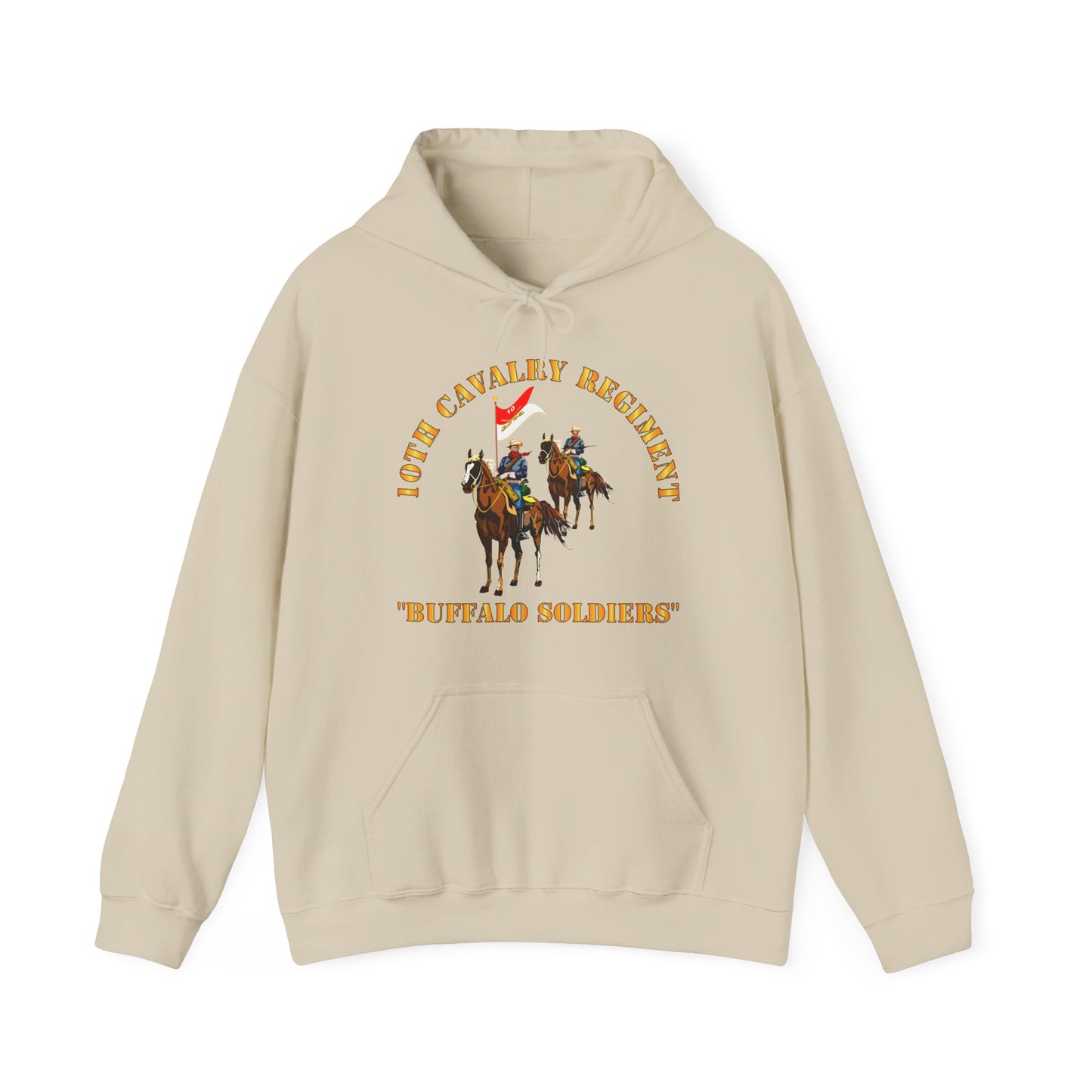 Unisex Heavy Blend Hooded Sweatshirt - Army - 10th Cavalry Regiment w Cavalrymen - Buffalo Soldiers