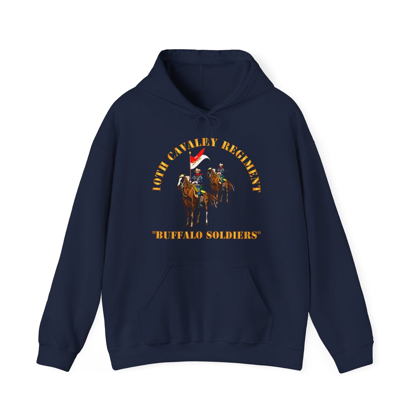 Unisex Heavy Blend Hooded Sweatshirt - Army - 10th Cavalry Regiment w Cavalrymen - Buffalo Soldiers
