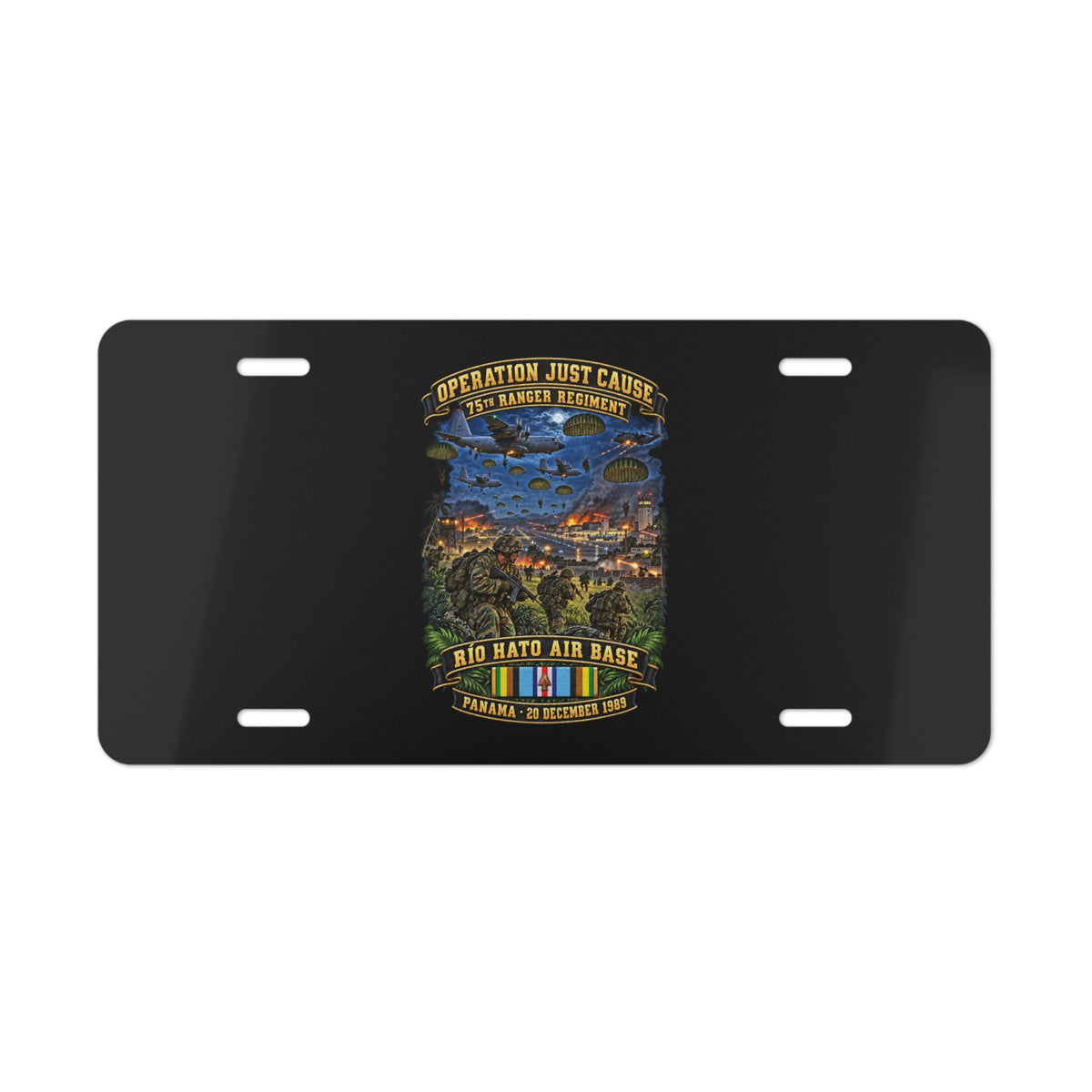 Vanity License Plate - SOF - Operation Just Cause  - Panama Invasion 1989 - 75th Ranger Rgt - Rio Hato Air Base - 3D - Enhanced