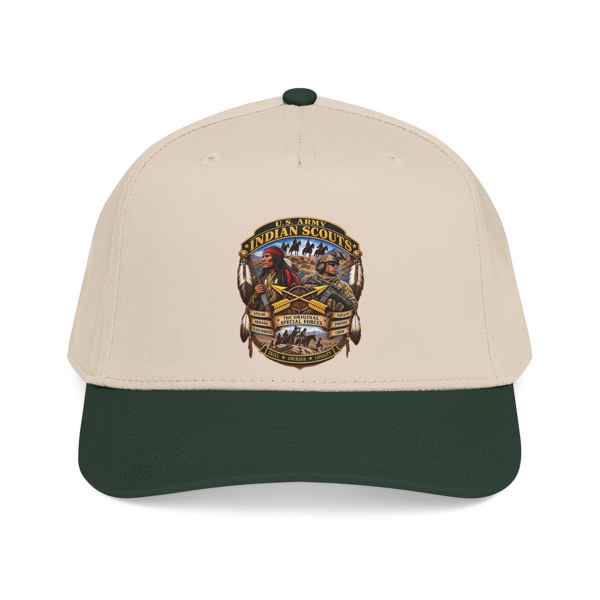 Mid Profile Baseball Cap - United States Indian Scouts (USS) - Original Special Forces - 3D - Enhanced