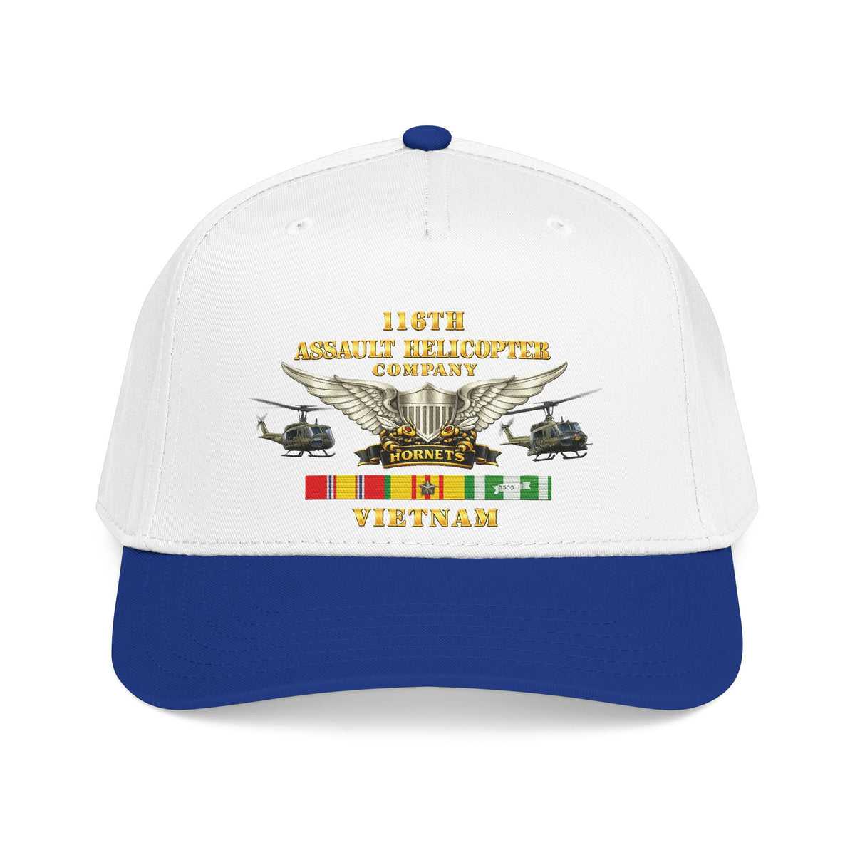Mid Profile Baseball Cap - Army - 116th Assault Helicopter Co w  Aviator Badge w VN SVC - HORNETS - Side X Side - 3D - Enhanced