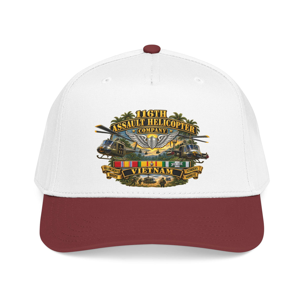 Mid Profile Baseball Cap - Army - 116th Assault Helicopter Co w  Aviator Badge w VN SVC - HORNETS - 3D - Enhanced