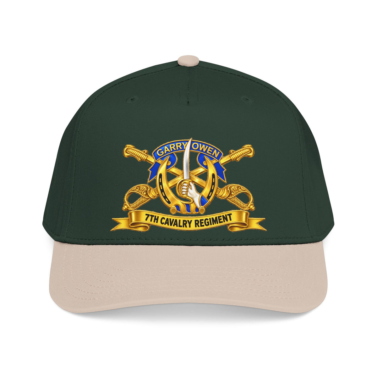 Mid Profile Baseball Cap — 7th Cavalry Regiment - DUI, Br, Ribbon wo Scene - 3D - Transparent
