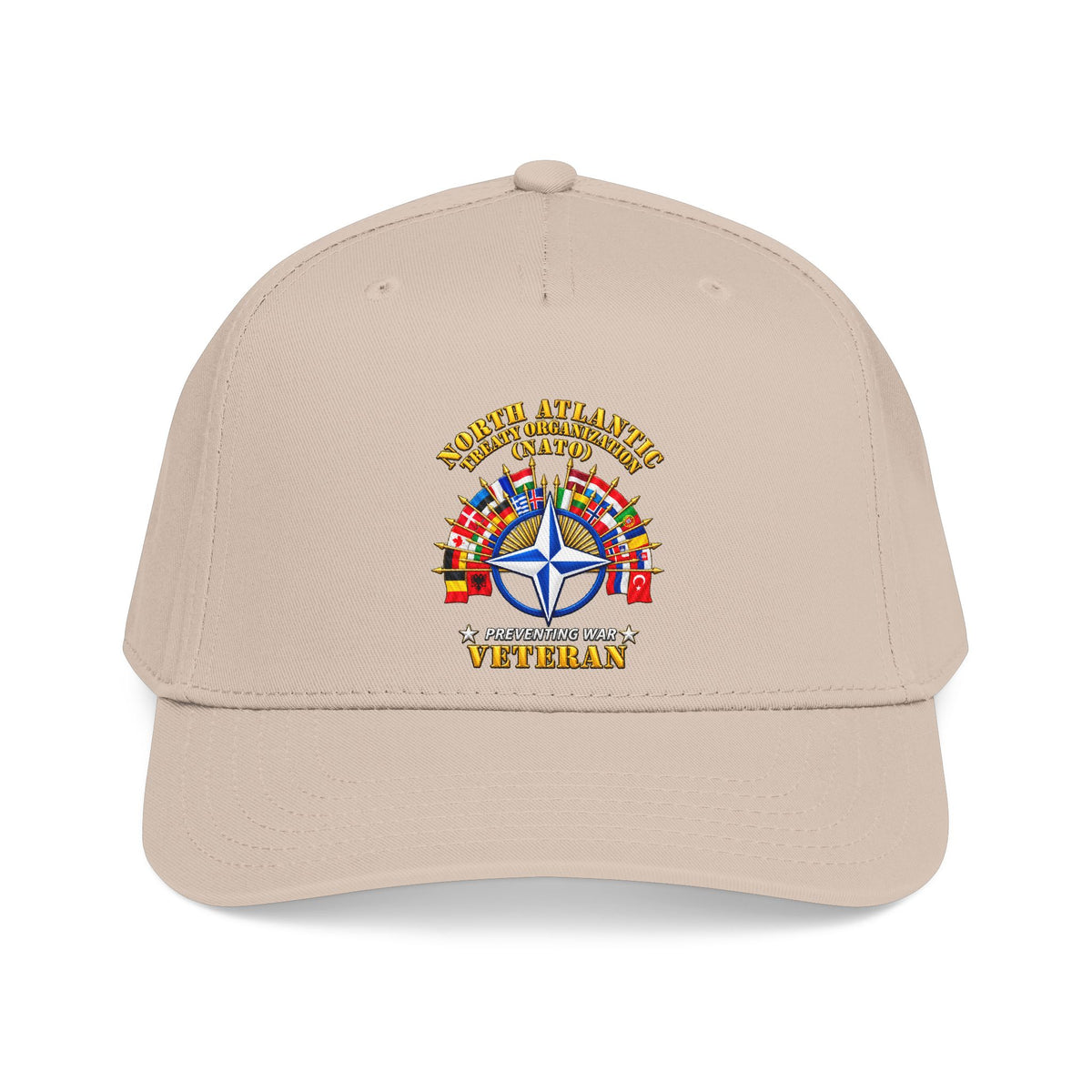 Mid Profile Baseball Cap - NATO - Polished NATO Veteran - with flags - 3D - Transparent