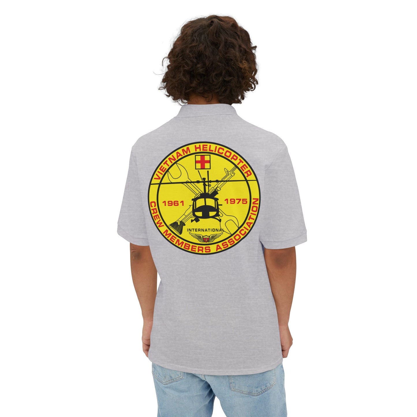 Men's Casual Piqué Polo - Vietnam Helicopter