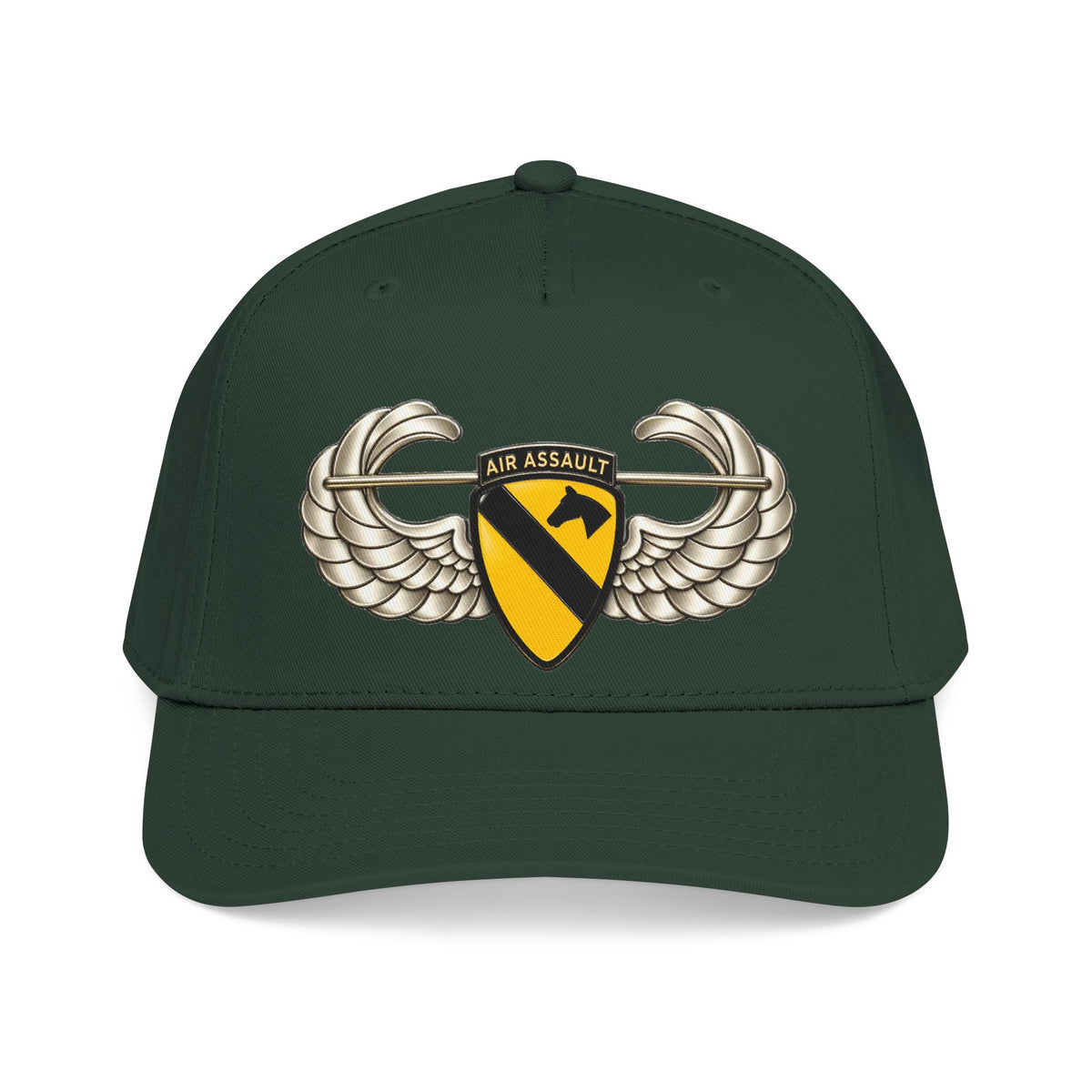 Mid Profile Baseball Cap — 1st Cavalry Division w Air Assault Tab on Airborne Badge wo Txt - 3D - Transparent