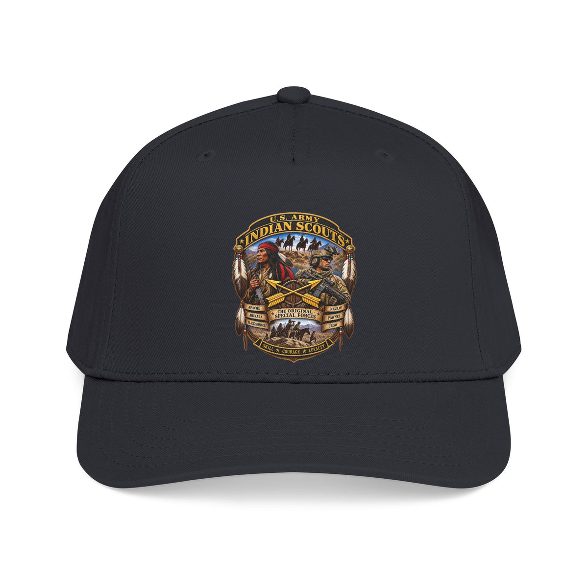 Mid Profile Baseball Cap - United States Indian Scouts (USS) - Original Special Forces - 3D - Enhanced