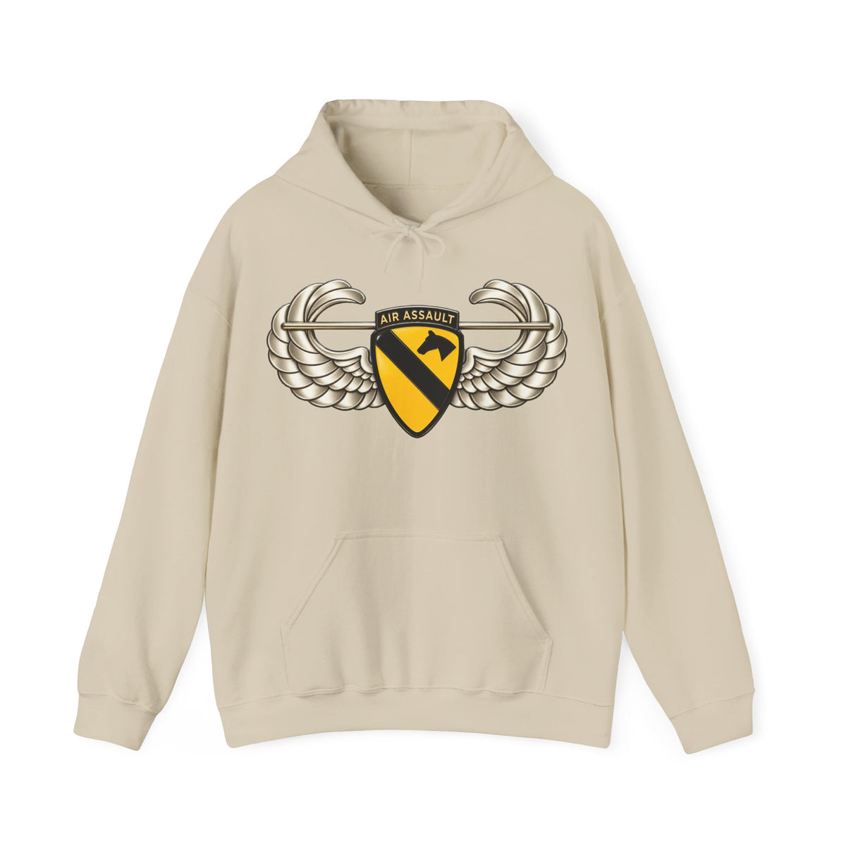 Hoodie — 1st Cavalry Division w Air Assault Tab on Airborne Badge wo Txt - 3D - Transparent