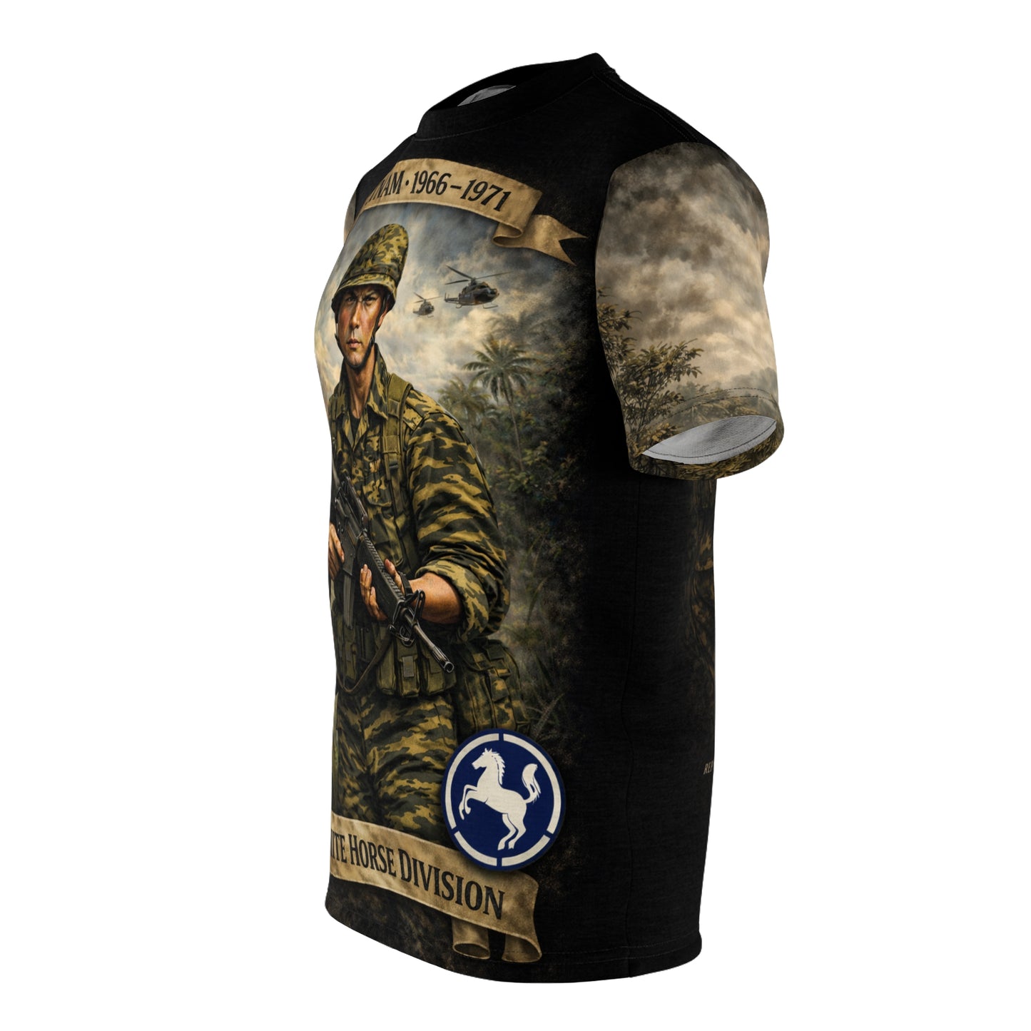 White Horse Division (9th Infantry) All-Over Print Tee — Vietnam War ROK Tribute
