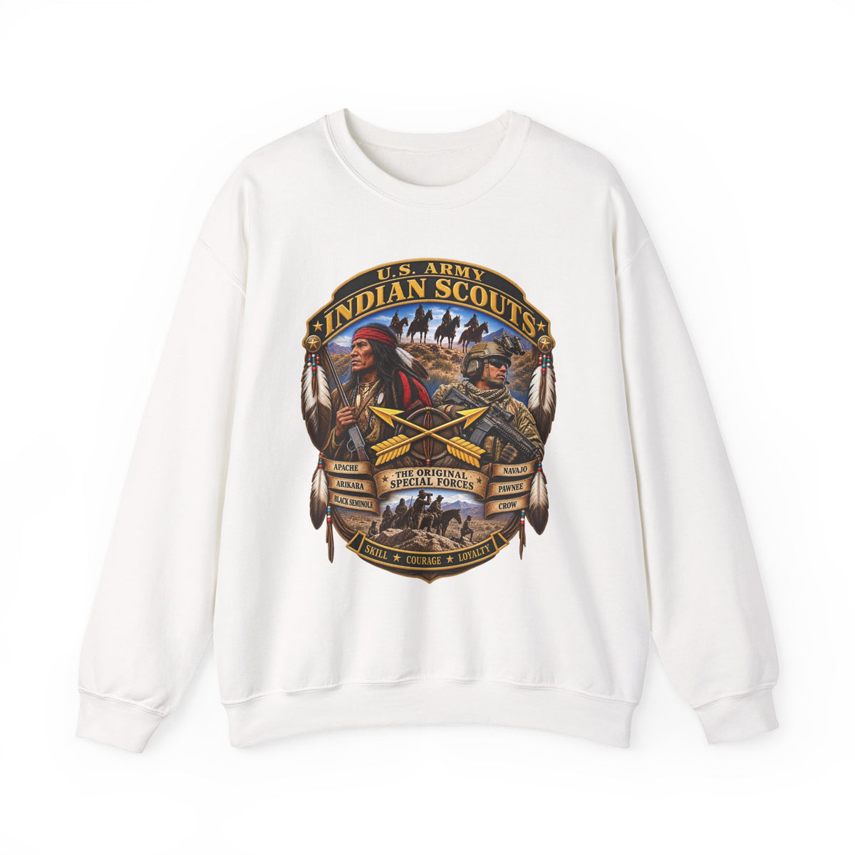 Crewneck Sweatshirt - United States Indian Scouts (USS) - Original Special Forces - 3D - Enhanced