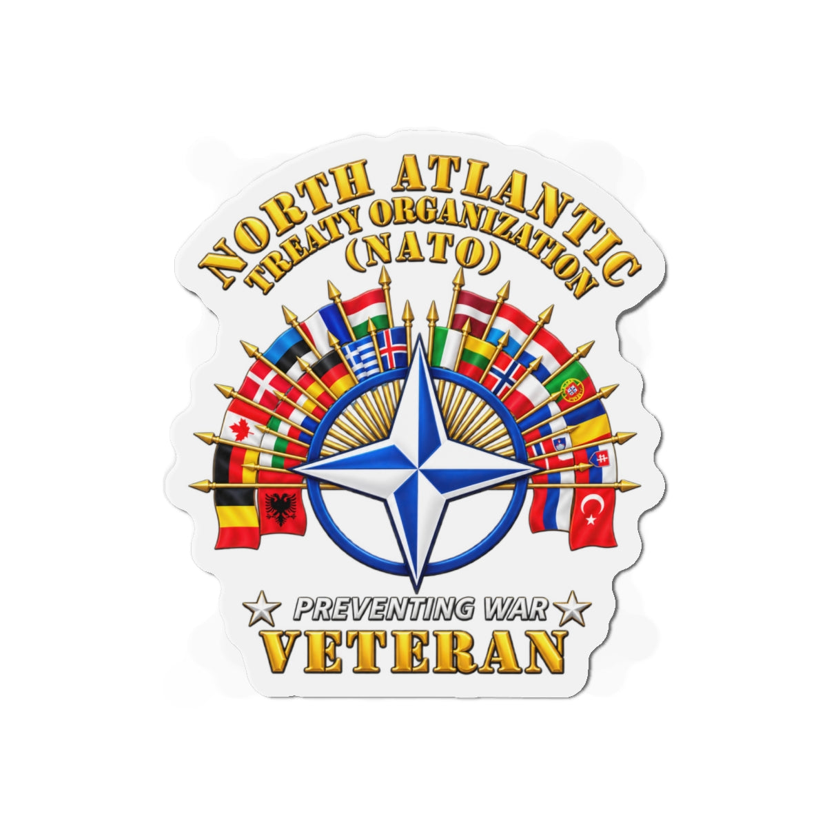 Die-Cut Magnets — NATO - Polished NATO Veteran - with flags - 3D - Transparent