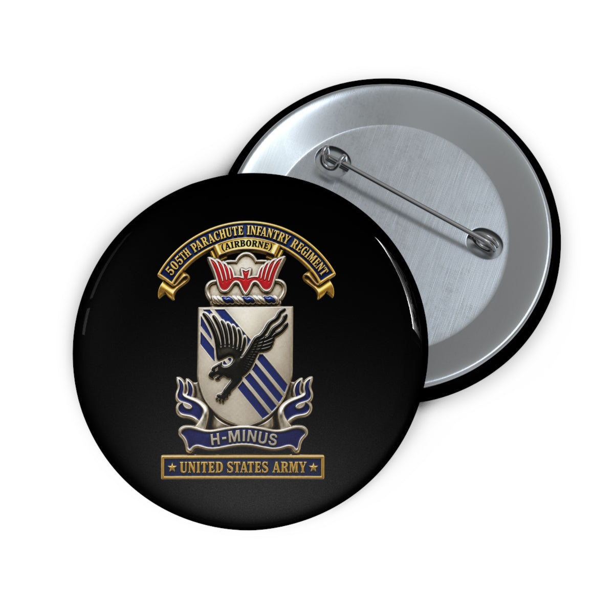 Custom Pin Buttons - Army - 505th Parachute Infantry Regiment (PIR) - DUI - United States Army - 3D - Enhanced