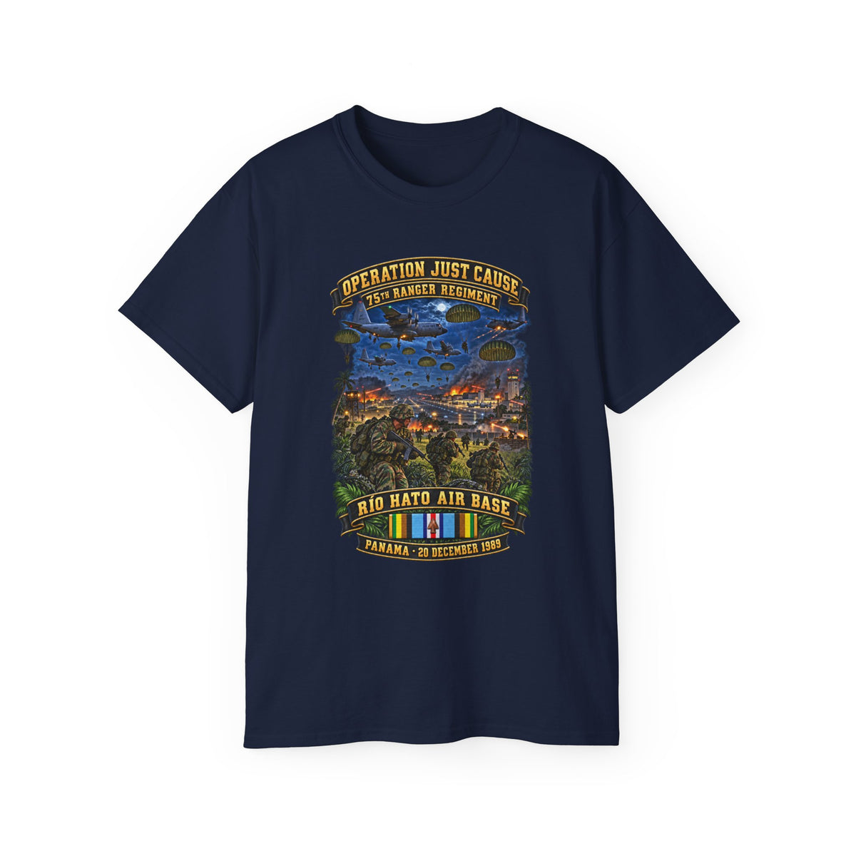 Unisex Ultra Cotton Tee - SOF - Operation Just Cause  - Panama Invasion 1989 - 75th Ranger Rgt - Rio Hato Air Base - 3D - Enhanced