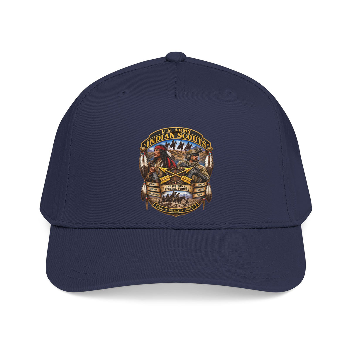 Mid Profile Baseball Cap - United States Indian Scouts (USS) - Original Special Forces - 3D - Enhanced