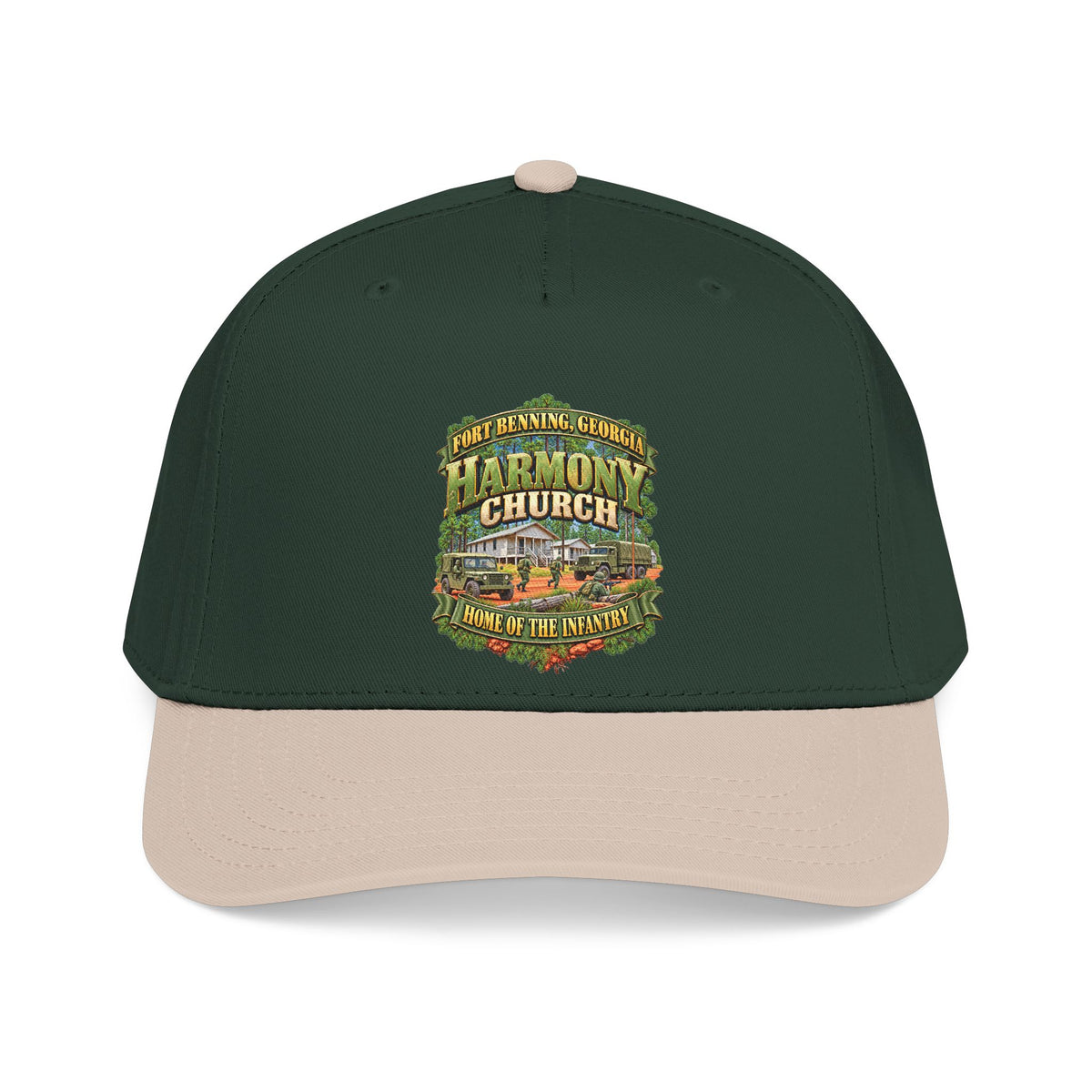 Mid Profile Baseball Cap - Fort Benning, Georgia, Harmony Church - Home of the Infantry - 3D - Enhanced