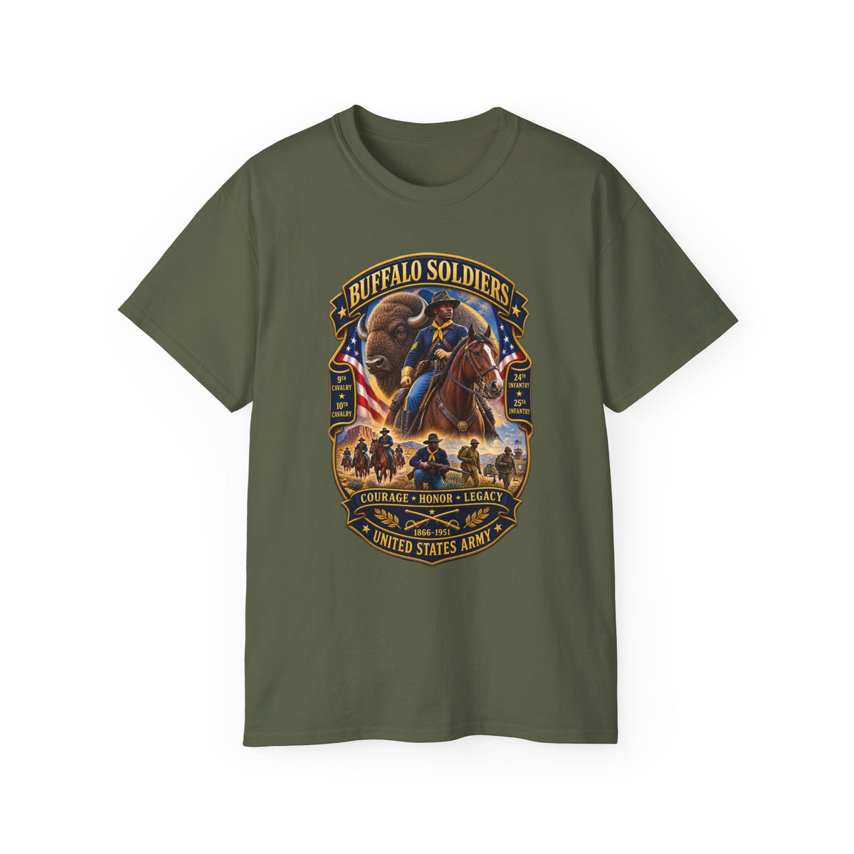 Unisex Ultra Cotton Tee - Overall Buffalo Soldiers Tribute - 3D - Enhanced
