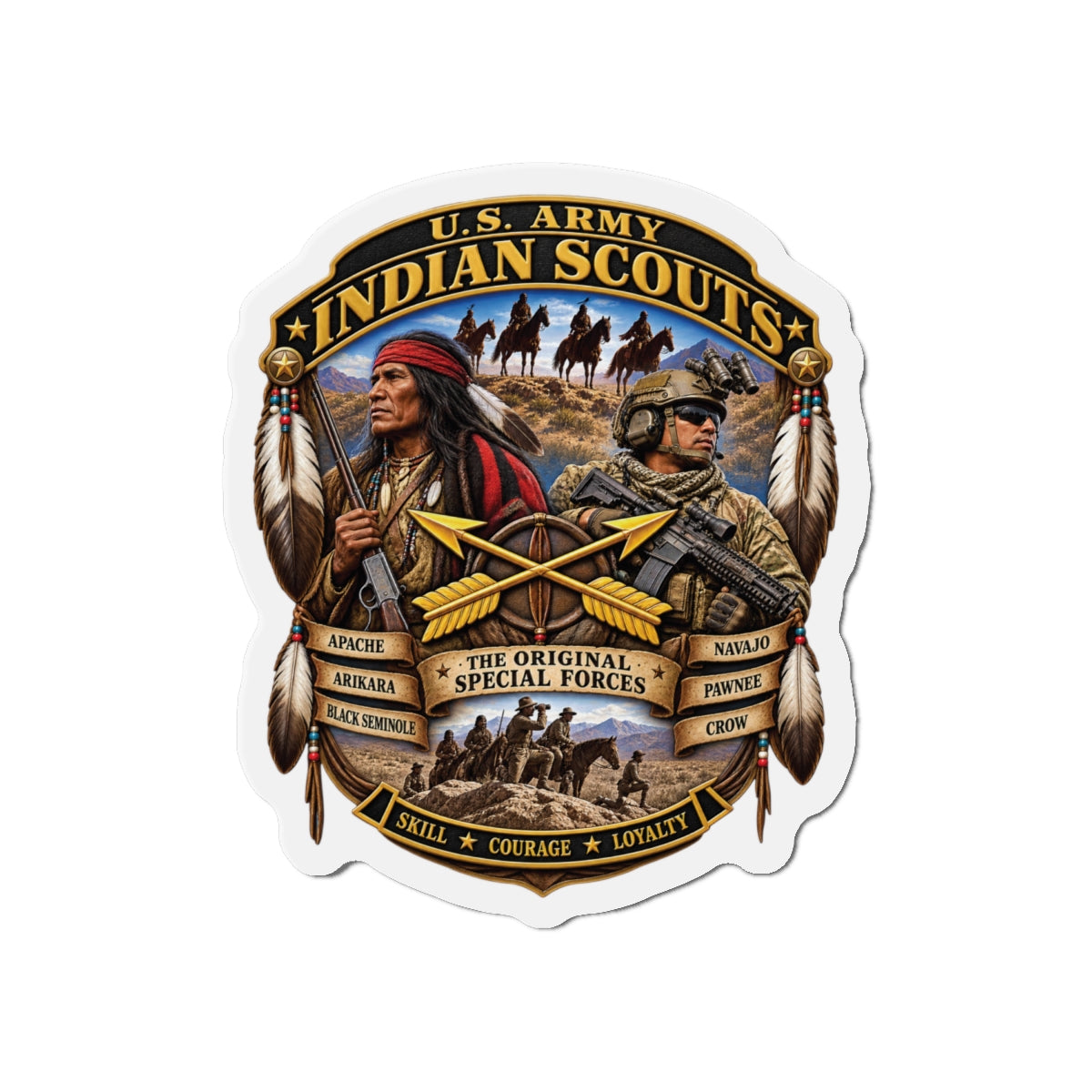 Die-Cut Magnets — United States Indian Scouts (USS) - Original Special Forces - 3D - Enhanced