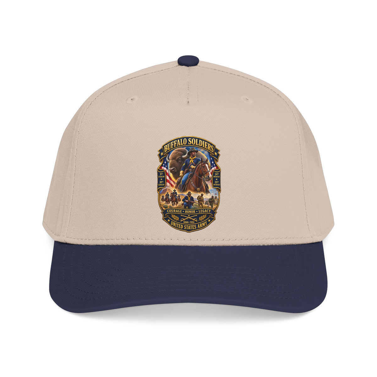 Mid Profile Baseball Cap - Overall Buffalo Soldiers Tribute - 3D - Enhanced