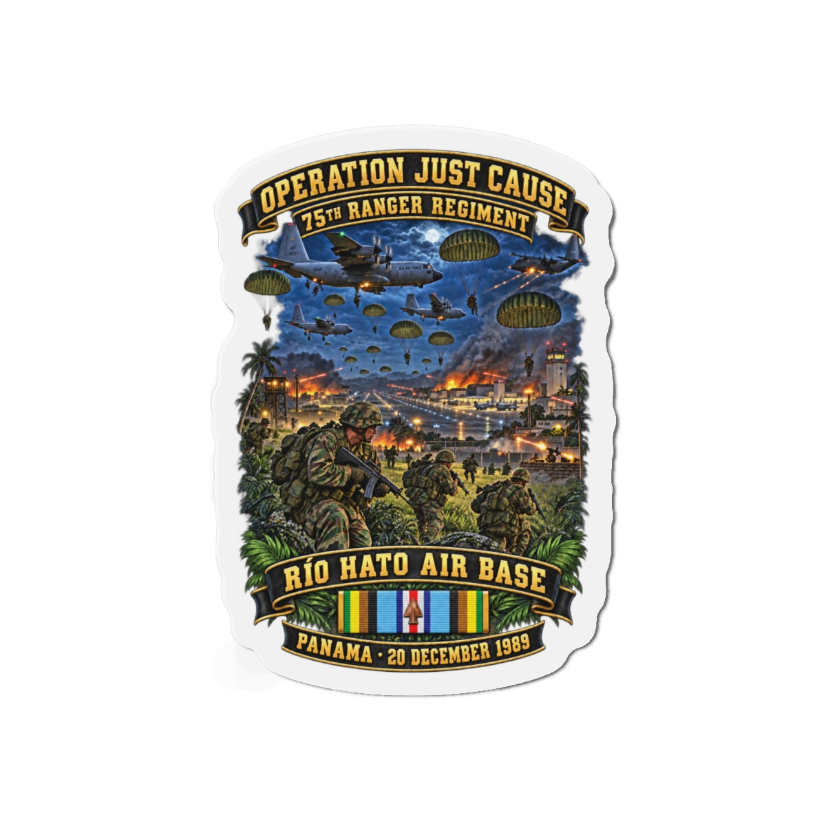 Die-Cut Magnets — SOF - Operation Just Cause  - Panama Invasion 1989 - 75th Ranger Rgt - Rio Hato Air Base - 3D - Enhanced