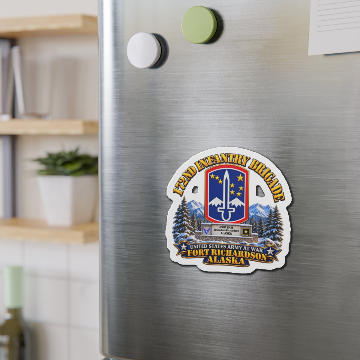 Die-Cut Magnets — 172nd Infantry Brigade - Ft Richardson, Alaska - 3D - Enhanced