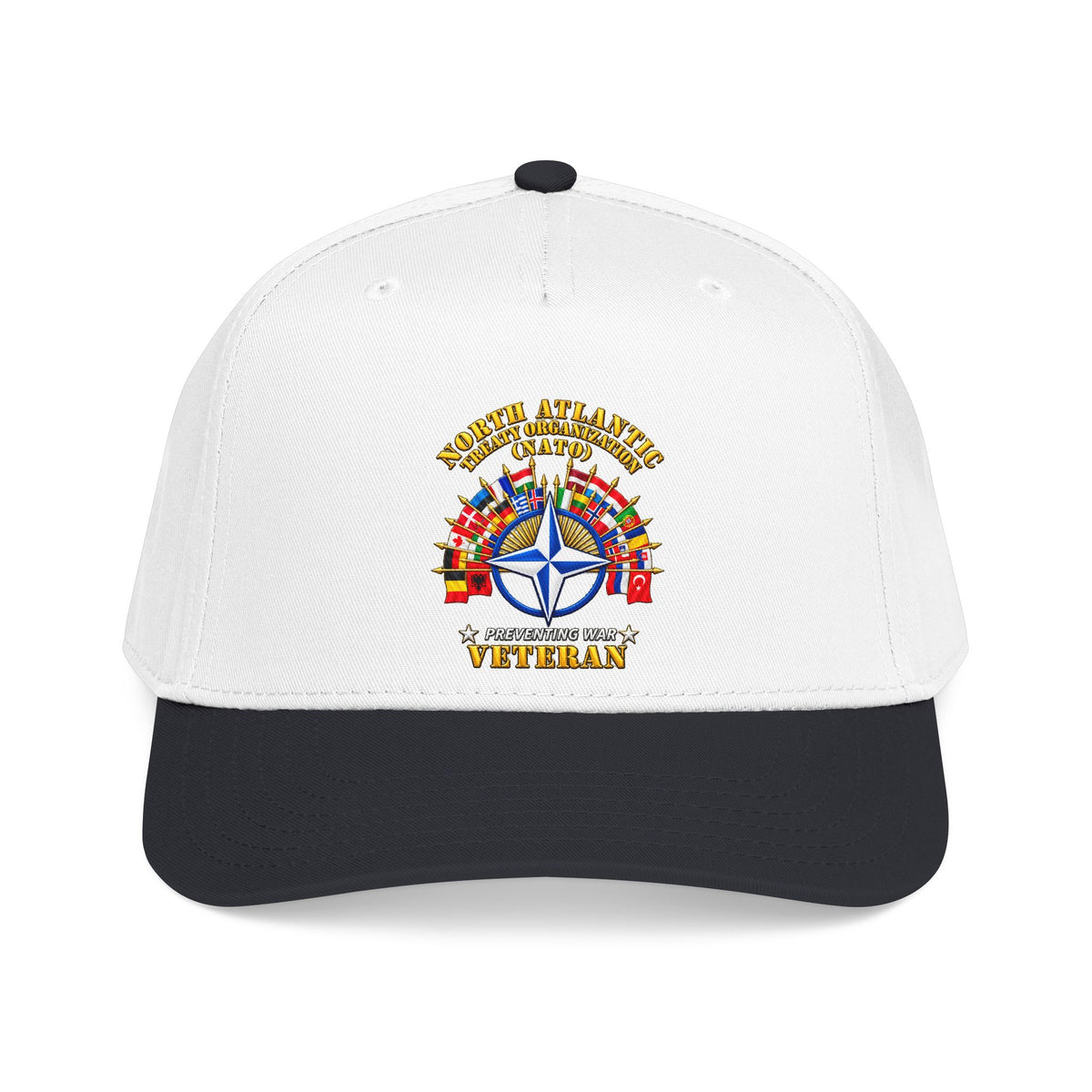 Mid Profile Baseball Cap - NATO - Polished NATO Veteran - with flags - 3D - Transparent