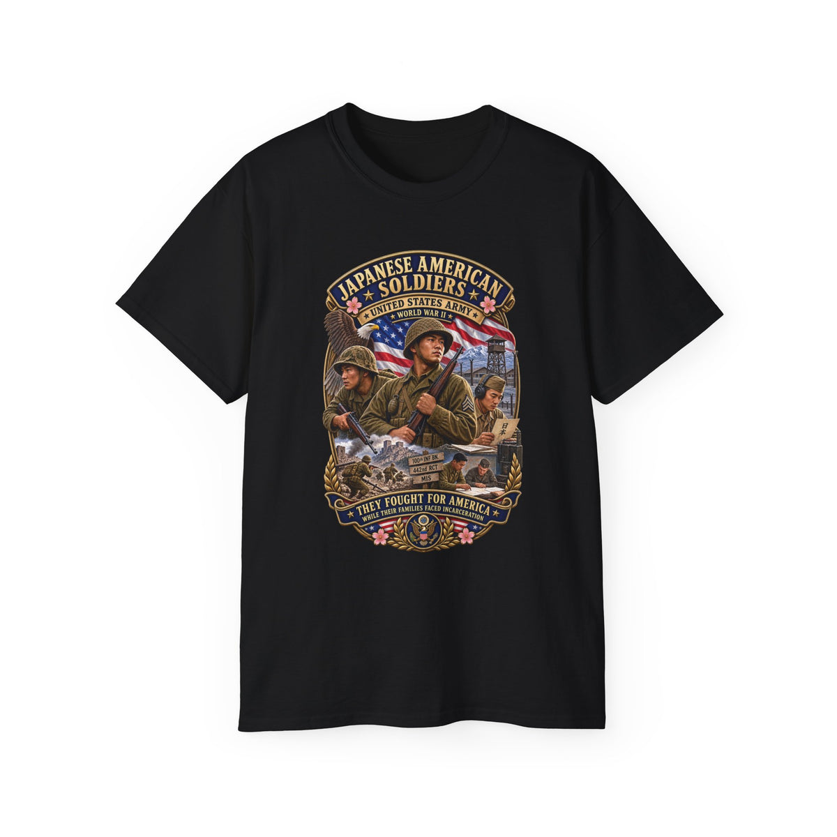 Unisex Ultra Cotton Tee - Japanese American WWII Soldiers - 3D - Enhanced