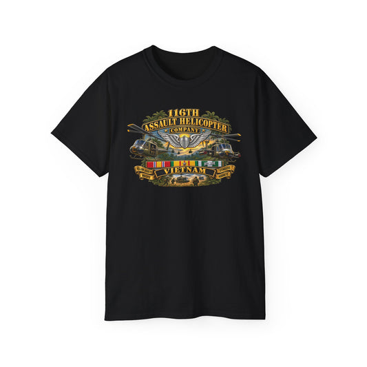 Unisex Ultra Cotton Tee - Army - 116th Assault Helicopter Co w  Aviator Badge w VN SVC - HORNETS - 3D - Enhanced