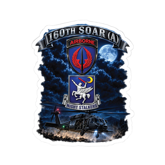 Kiss-Cut Stickers - USASOAC - SSI, 160th Special Operations Regiment Airborne  DUI with Scene Blackhawk - 3D - Enhanced