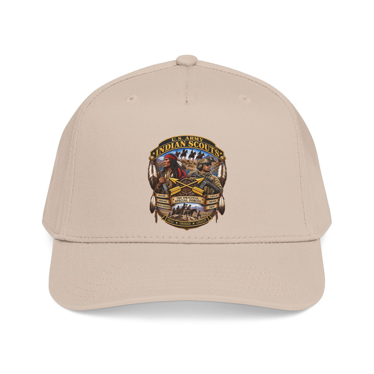 Mid Profile Baseball Cap - United States Indian Scouts (USS) - Original Special Forces - 3D - Enhanced